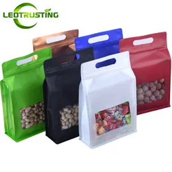 50PCS 3D Portable Xmas Plastic Window Zipper Packaging Bag Resealable Tea Snack Spice Sugar Candy Cookies Coffee Storage Pouches