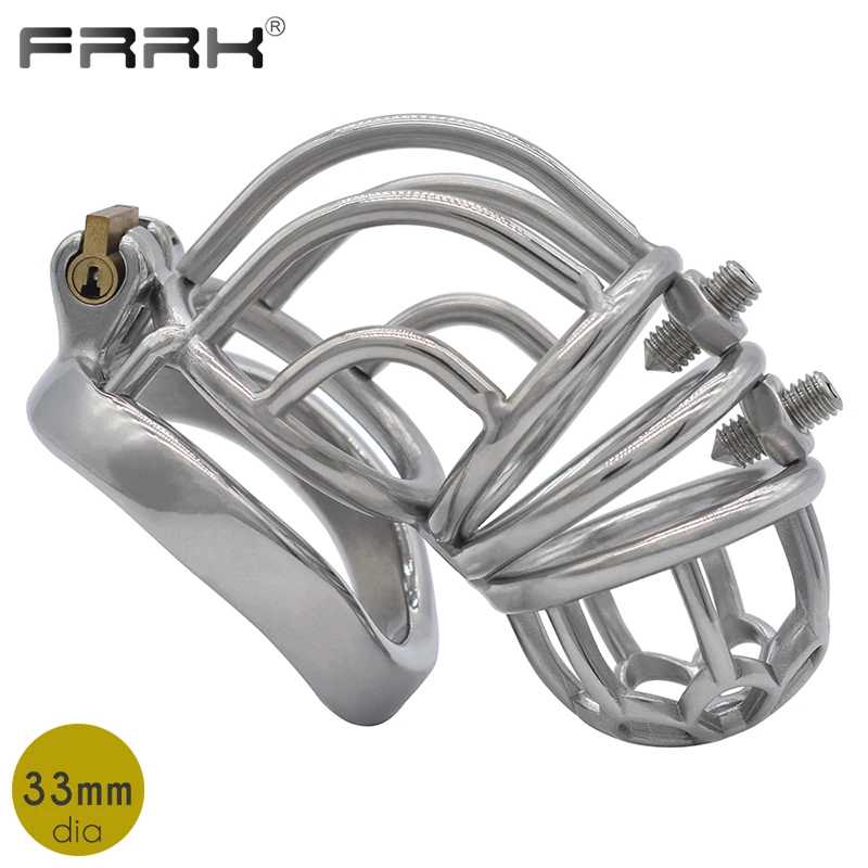 FRRK Metal Chastity Cage with Spike for Male Bondage Belt Device Steel Penis Rings Stack BDSM Adults Sex Toys Shop