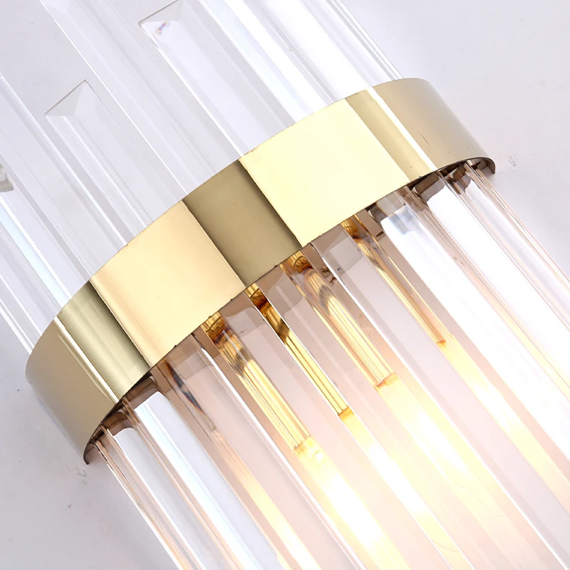 FKL Modern Crystal Golden Wall Lamp living room wall lamp creative bedside bedroom study  Indoor Light fixtures