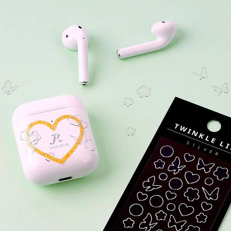 1 Pcs Butterfly Heart Gold Silver Sticker Stamping PVC Material Stickers Scrapbooking Creative DIY Deco