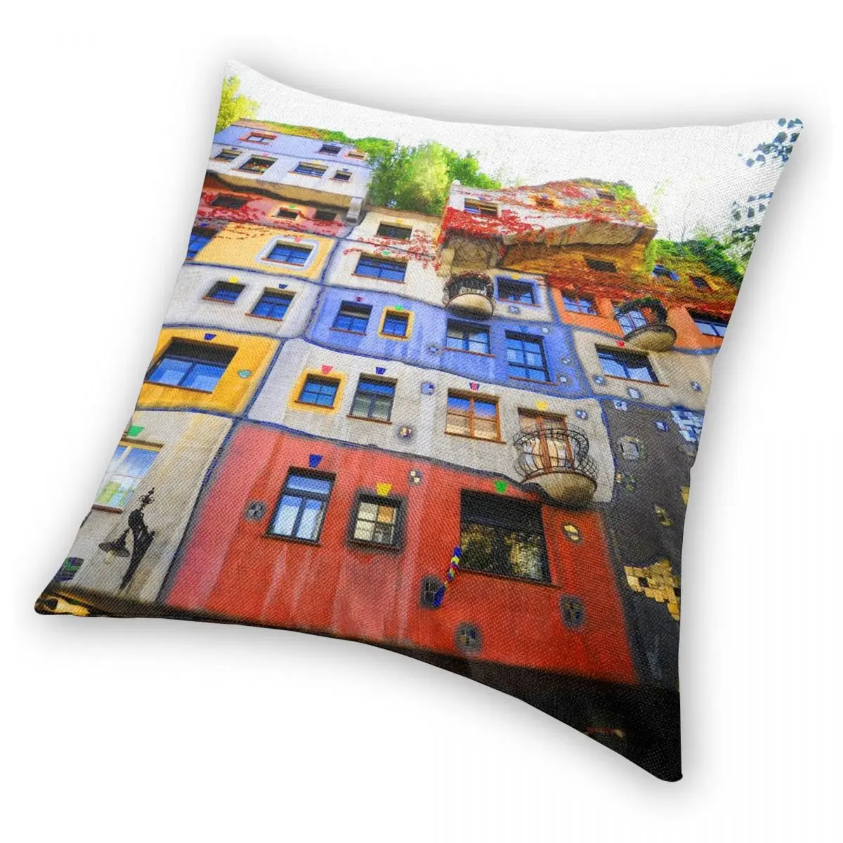 Hundertwasser-funda de almohada de poliéster, lino, terciopelo, decoración con cremallera, funda de cojín para coche, venta al por mayor