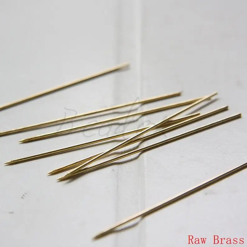 30 Pieces Solid Raw Brass Nail Pin - Brass Base Pins - Brooch Pin 60x1mm (3300C)