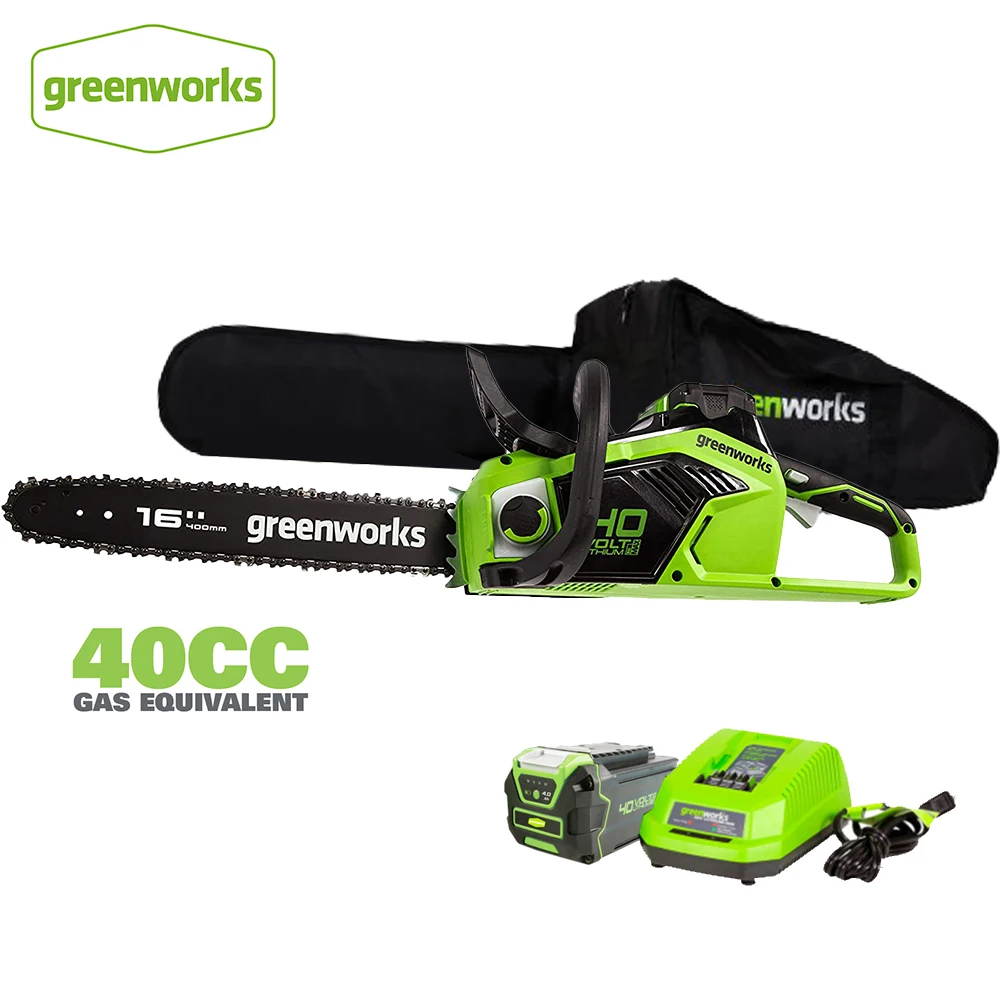 

Greenworks GD40CS18 40V Chainsaw with 4.0ah battery 16 Inch Brushless Motor 20m/s Rechargeable Cordless Chain Saw Equal 40cc Gas