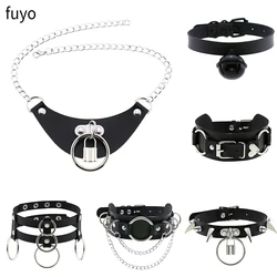 Sexy Spike Rivet Goth Black PU Leather Heart Studded Choker Necklace Collar Chocker Necklace Gothic Jewelry Statement Necklace