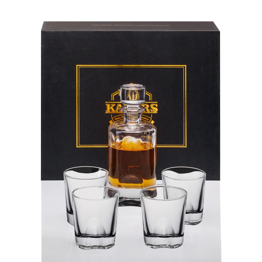 

Whiskey Decanter Set with 4 Crystal Glasses in Gift Box, Liquor Bottle Decanter for Wedding Birthday Housewarming