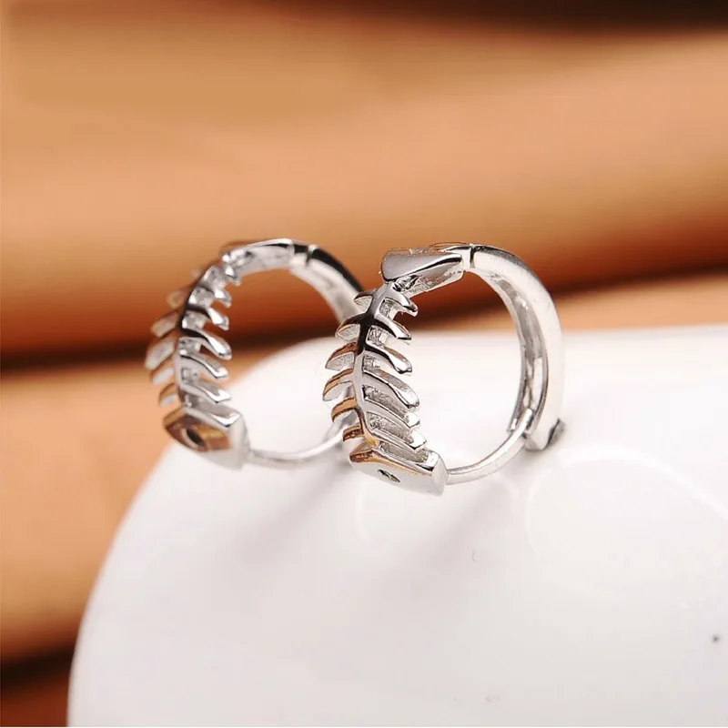 Cute Sweet Style 925 Sterling Silver Earrings Animal Series Fish Bone Shape Halloween Surprise Gift For Girl Jewelry