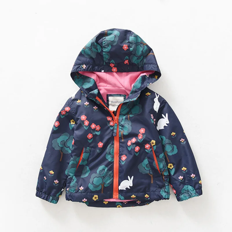 BINIDUCKLING Fashion Jacket For Kids Boys Girls Printed Hooded Zipper Children Windbreaker Autumn Fall Boy Fleece Coat Jacket