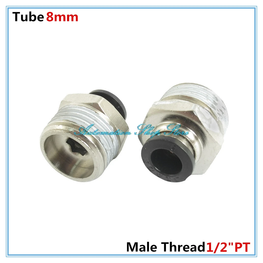 

5pcs 1/2"PT Male Thread Dia 8mm Pipe Push In Quick Joint Connector Pneumatic fitting PC8-04