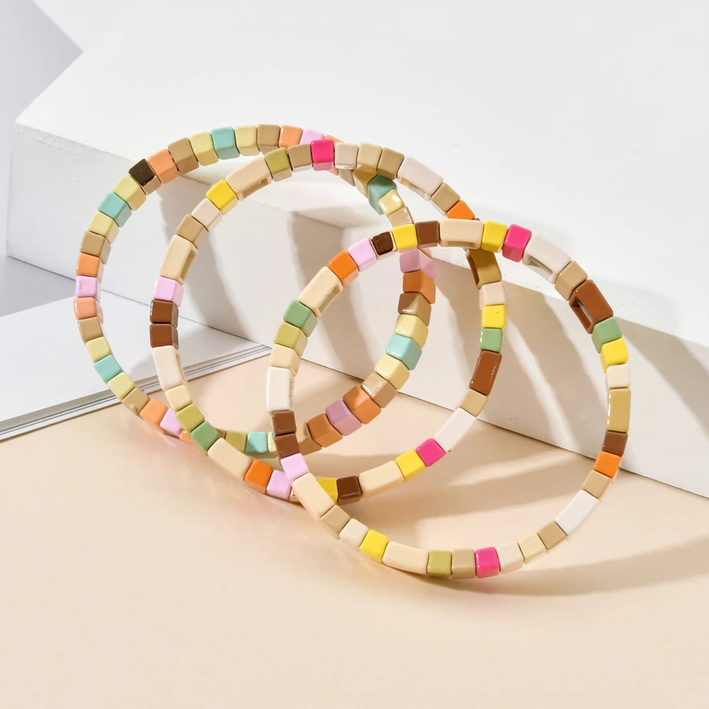 2025 أصدقاء أساور المينا بلاط سوار النساء شارة أساور أساور Mujer مجوهرات بوهو الصيف الصداقة هدية