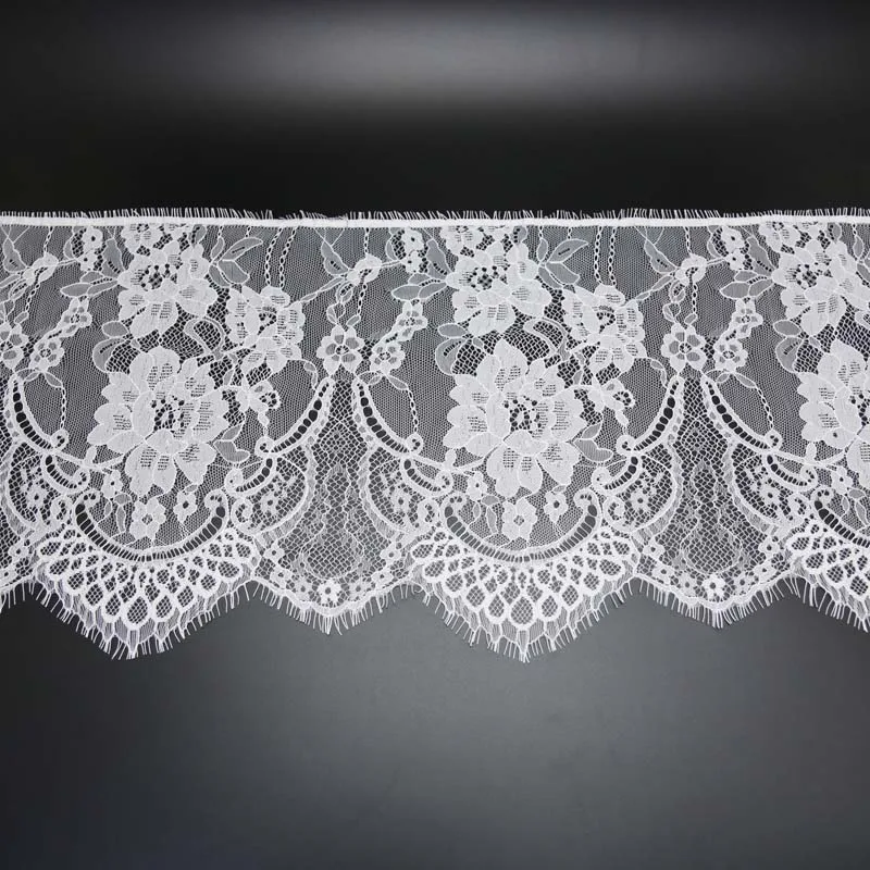 (3 meters/lot) 27cm White eyelash lace fabric Trim Decoration Love Wedding dress accessories