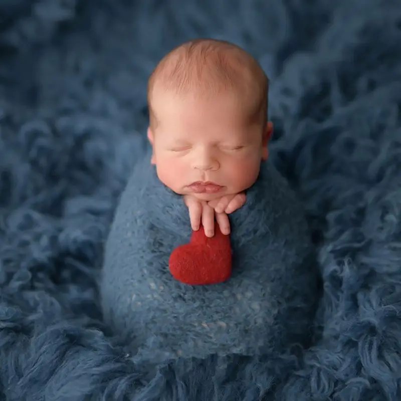 Accesorios de fieltro para fotografía de recién nacido, accesorios en forma de corazón, artesanía hecha a mano para sesión de fotos de bebé y niña