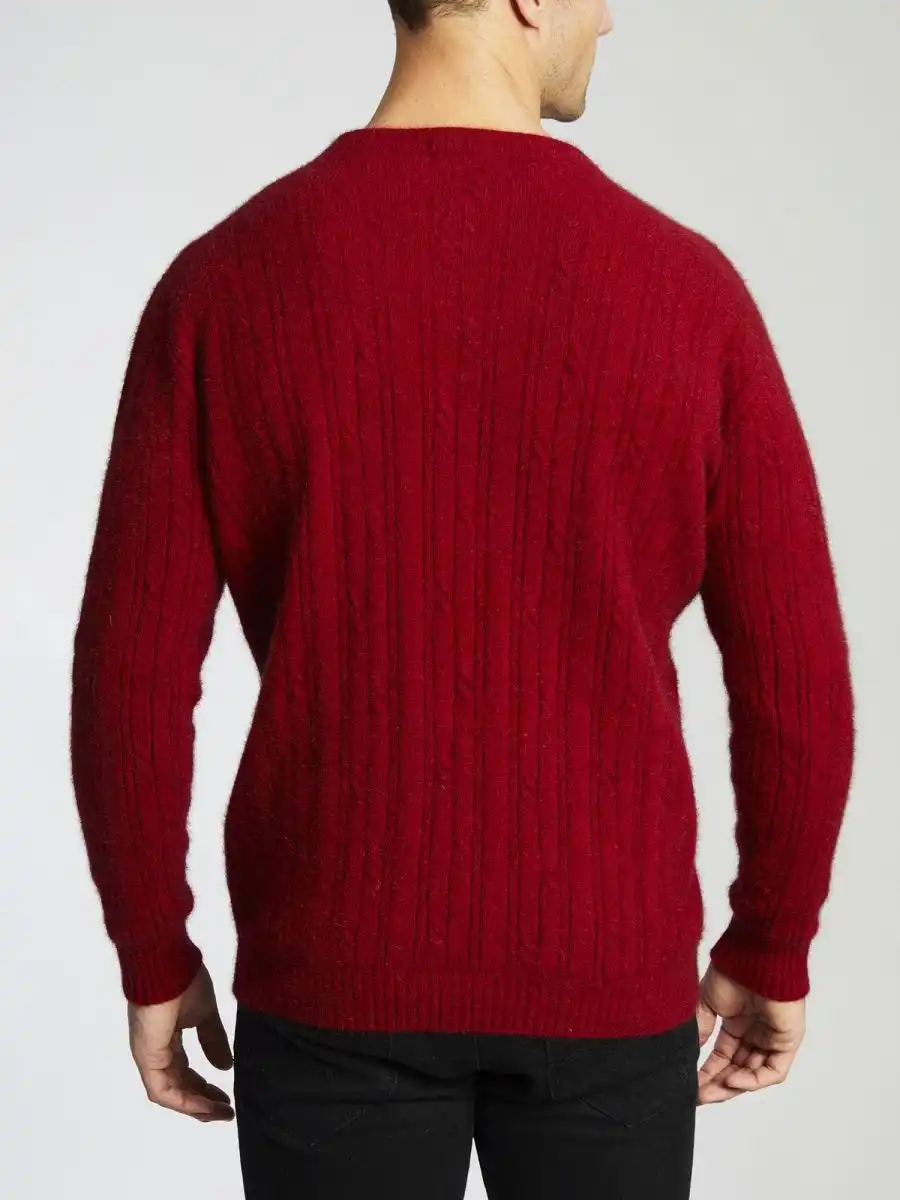 Men\'s Soft Merino wool Thermal Stitch Crewneck Sweater