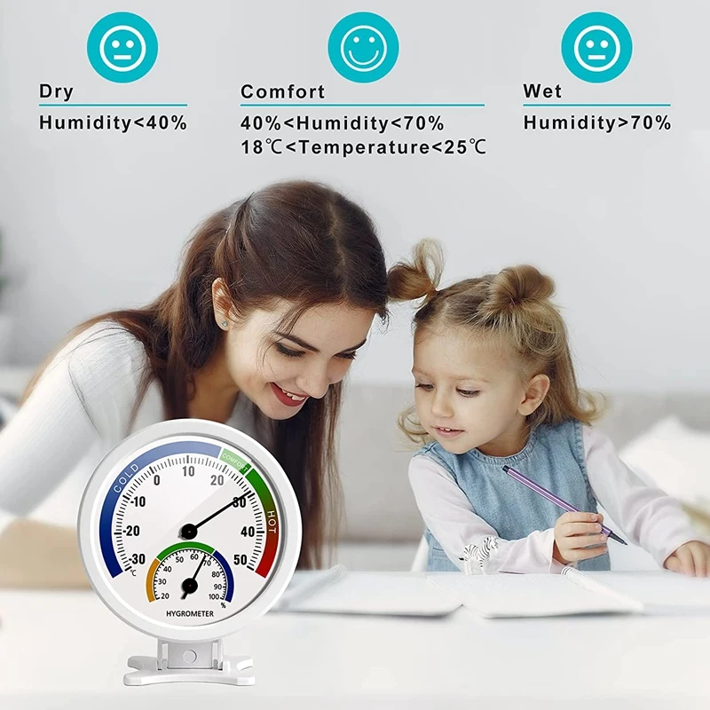 Hygrometer Thermometer Indoor Outdoor Moisture Thermometer 3Inch Humidity Gauge Meter Monitor with Table Stand