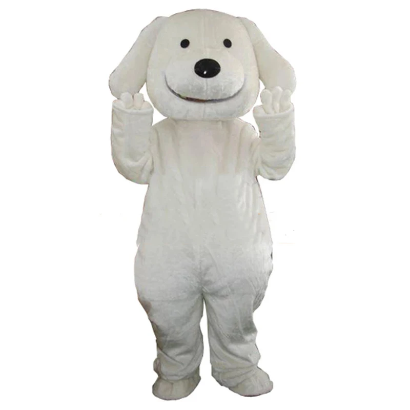 Fantasia de mascote para adultos, roupa de halloween de desenho animado branco cachorro natal, fantasia, adereço para festa de aniversário, direto da fábrica