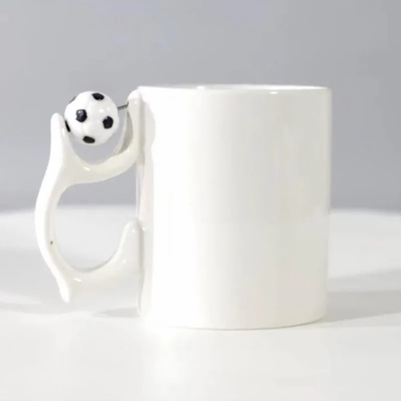 Ceramic Mug Soccer Ball Design Sports Latte Coffee Tea Cup with Handle Creative Gift for Coaches Soccer Sport Fans Players