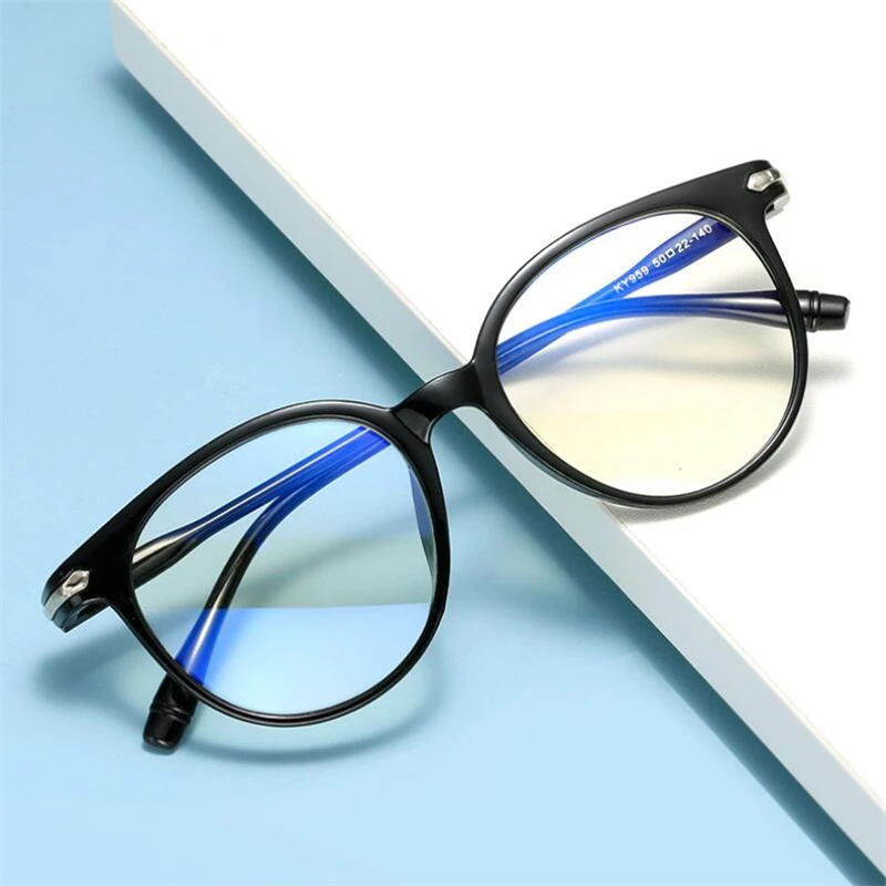 Transparent Tea Vintage Women Short-sight Eyeglasses KY959 Big Frame Oval Prescription Spectacles Diopter 0 -50 -100 To -600
