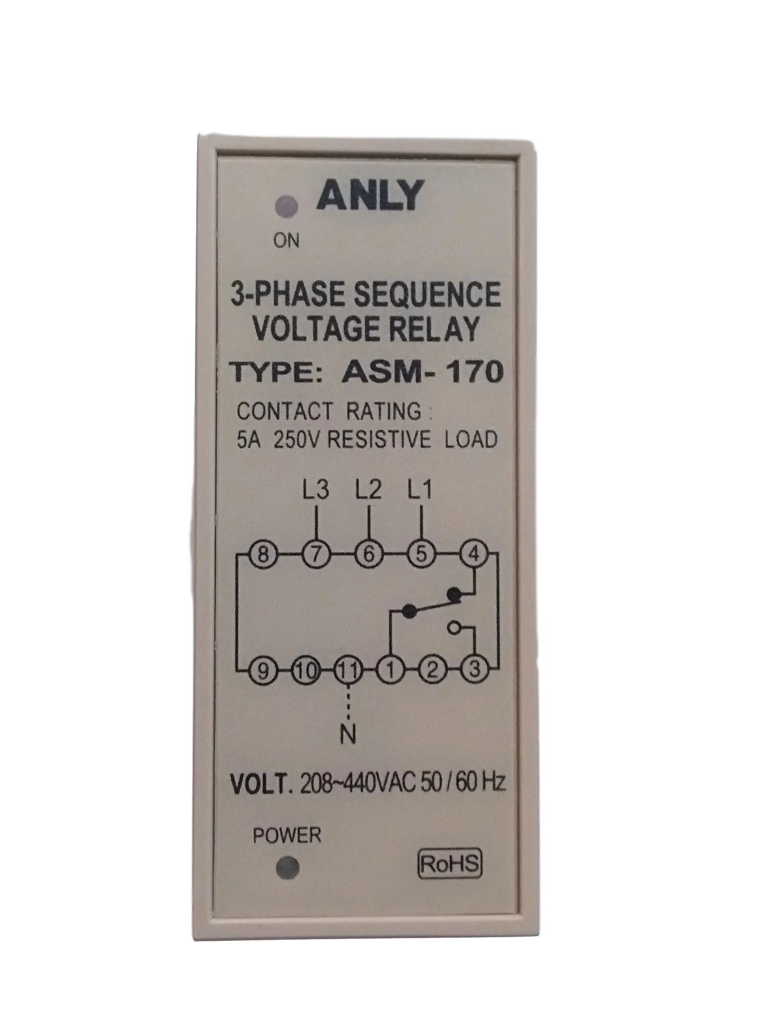 ANLY ASM-170 under reverse phase detection relay phase failure and phase sequence relay