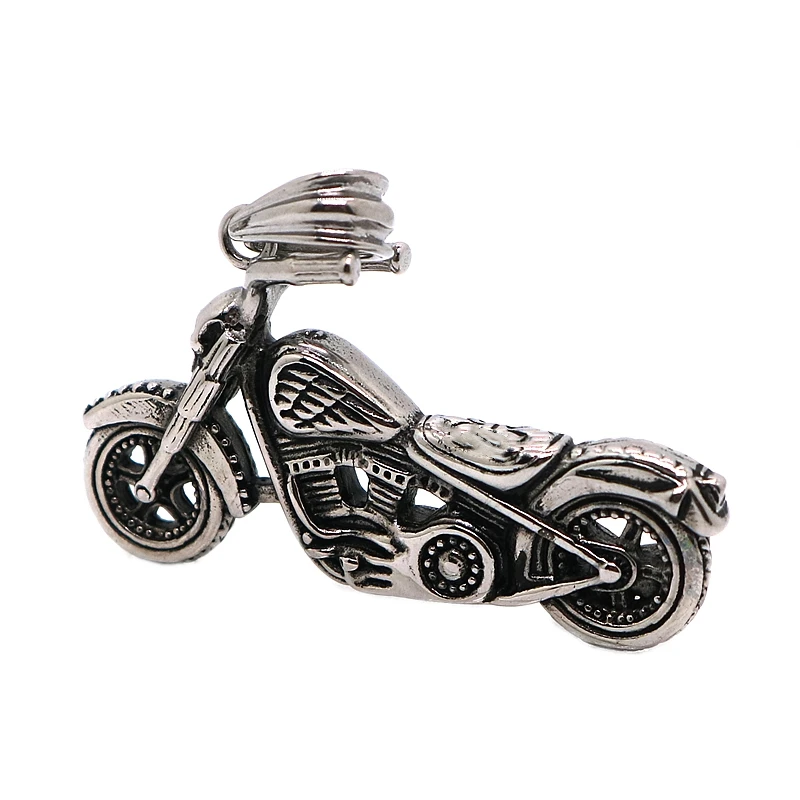 Unisex 316L Stainless Steel Cool Silver-Color Big Motorcycle Biker Classic Pendant Chain