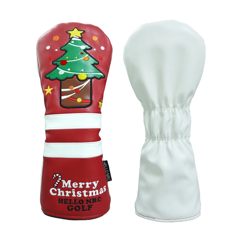 2021 New Golf Head Cover Christmas Tree  Elements for Driver Fairway Hybird Cover  PU Leadther  Unisex  Exquisite Christmas Gift