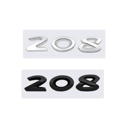 Adesivo per auto con logo emblema in metallo argento cromato nero lucido 3D per accessori auto Peugeot 208