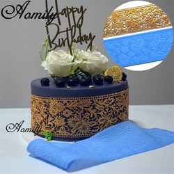 Aomily Noble Flower Lace Silicone Mold Wedding Cake Border Decoration Tool Fondant Cake 3D Mold Food Grade Mat Mould Baking Mold