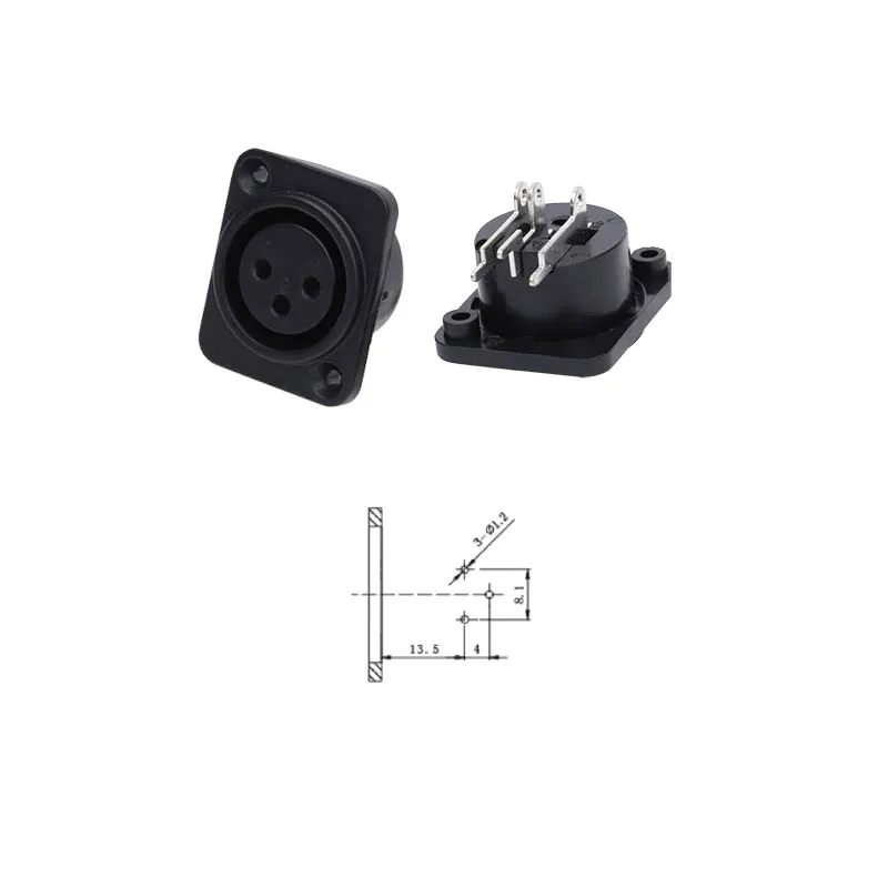 High quality A222223 MODEL 200pcs/lot XLR 3P Female male PC Chassis Panel Mount Socket xlr female male connector with plastic