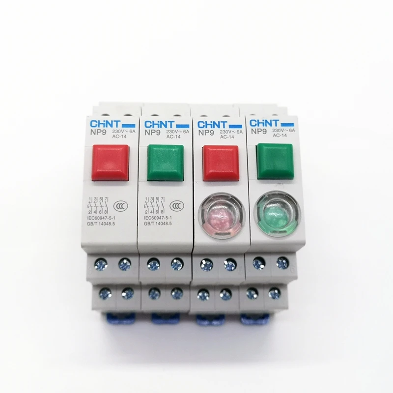 1 قطعة CHINT الدين السكك الحديدية جبل NP9 مجهار مع إشارة ضوء 2NO 1NC مجهار AC DC230V 24V