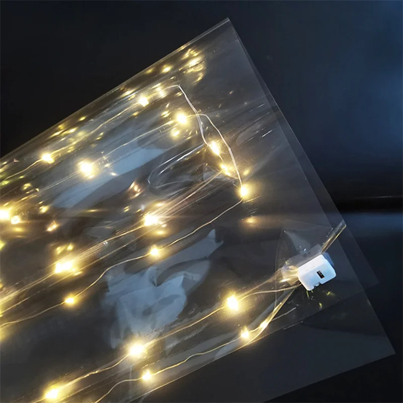 60X60cm LED Luminous Packaging Paper Bouquet Luminous Waterproof Wrapping Paper Bouquet Gift Packaging Supplies