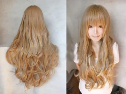 TIGER DRAGON Toradora! Aisaka Taiga Cosplay Wigs 80cm Long Linen Brown Wavy Heat Resistant Synthetic Hair Wig + Wig Cap