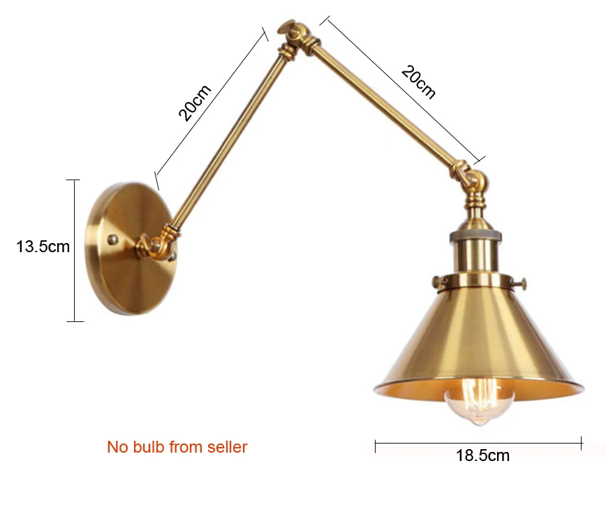 wecus Amerikanische Retro-Wandleuchte mit verstellbarem langem Arm, flexible goldene Lampe, Restaurant-Nachttisch, einziehbare Beleuchtungskörper 6