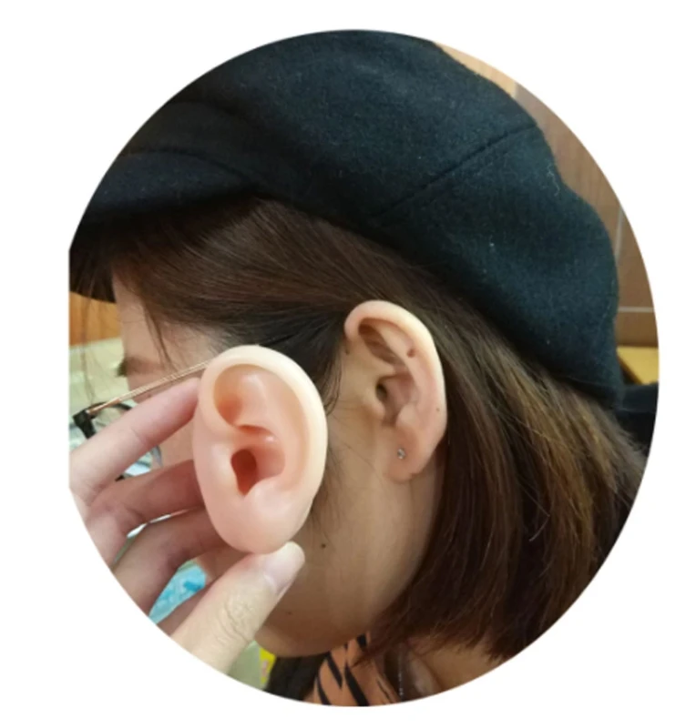 1 Pair Soft Silicone Simulation Human Ear Model Silicone Flexible Earmold Ear Displays Mould for Acupuncture Jewelry