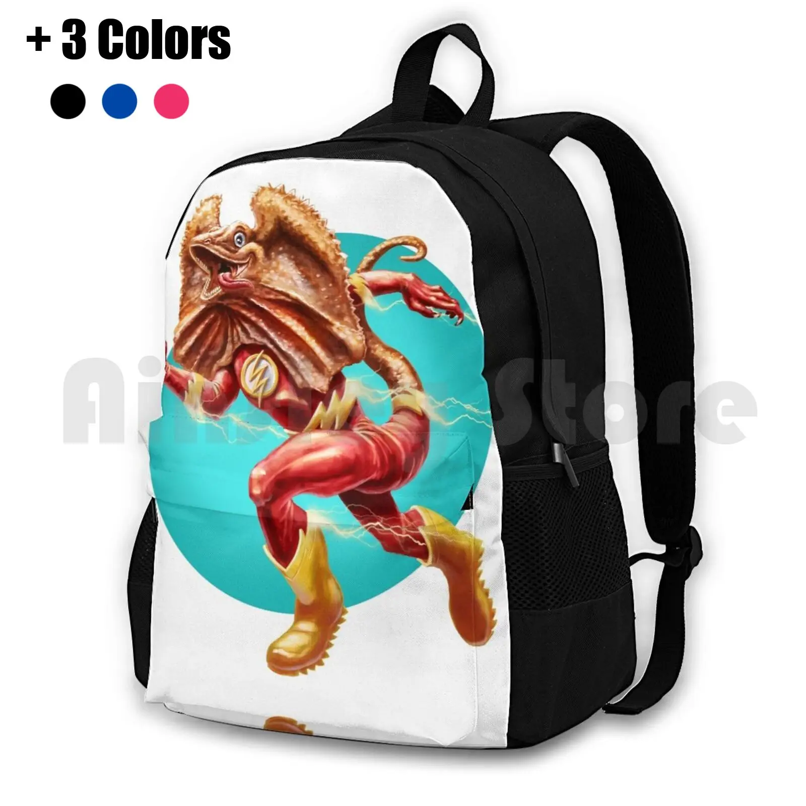 Frilled Neck Flash Outdoor Hiking Backpack Waterproof Camping Travel Flash Superhero Lizard Frillednecklizard Australia Aussie