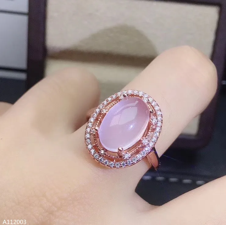 Crystal Ring Set Girls, Jewelry, 925 Sterling Silver, Natural Amethyst Powder, Water Drop, Through Rose Gold, Support Detection