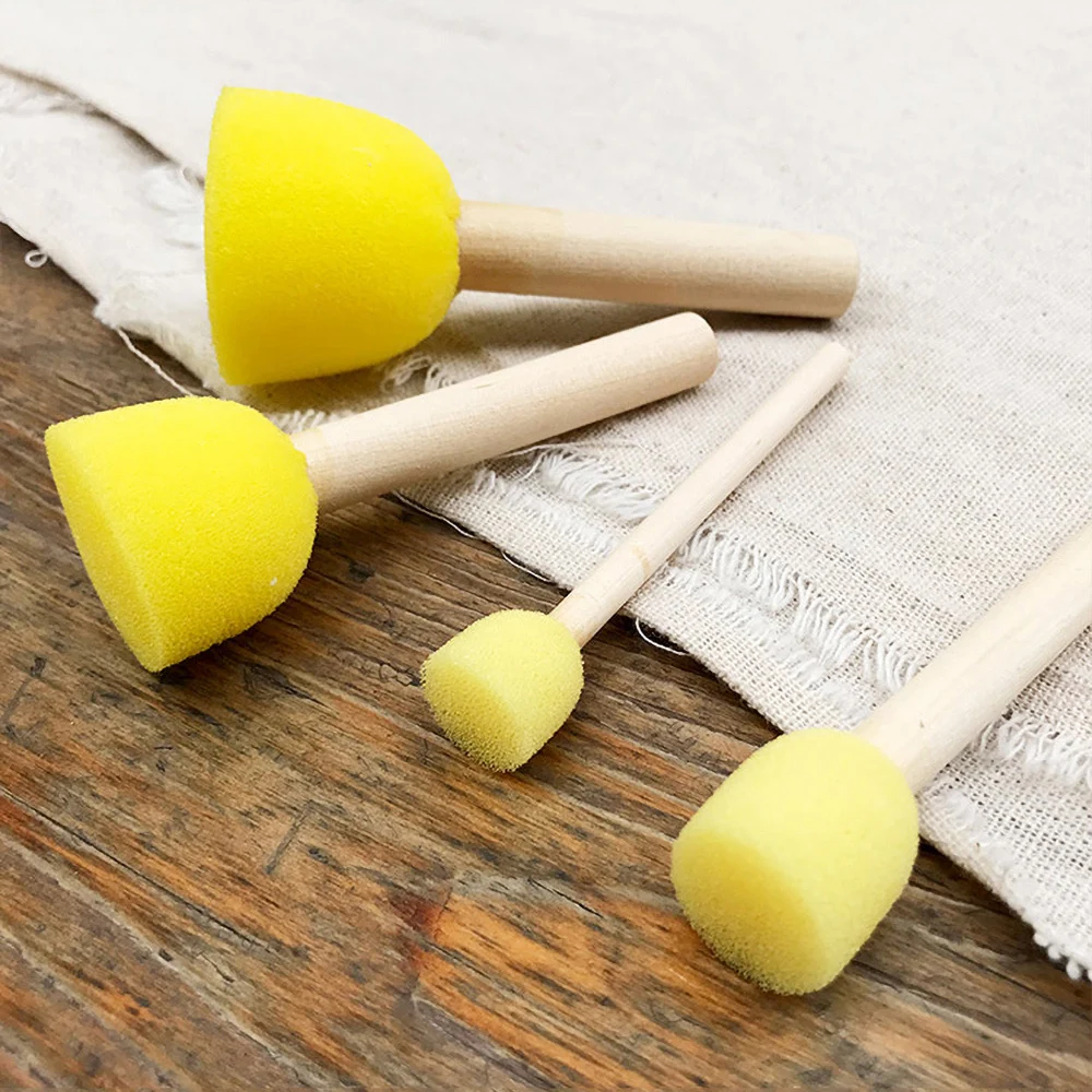 4pcs Ceramic art wooden pole water-absorbent sponge drawing tool set for  moisturizing painting rubbing Diy Pottery Arts Tools