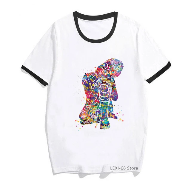 

Tshirt Women Buddha Chakra Meditation Tee Shirt Femme Art Aesthetic Clothes Summer Tops Fashion T-Shirt Female Streetwear