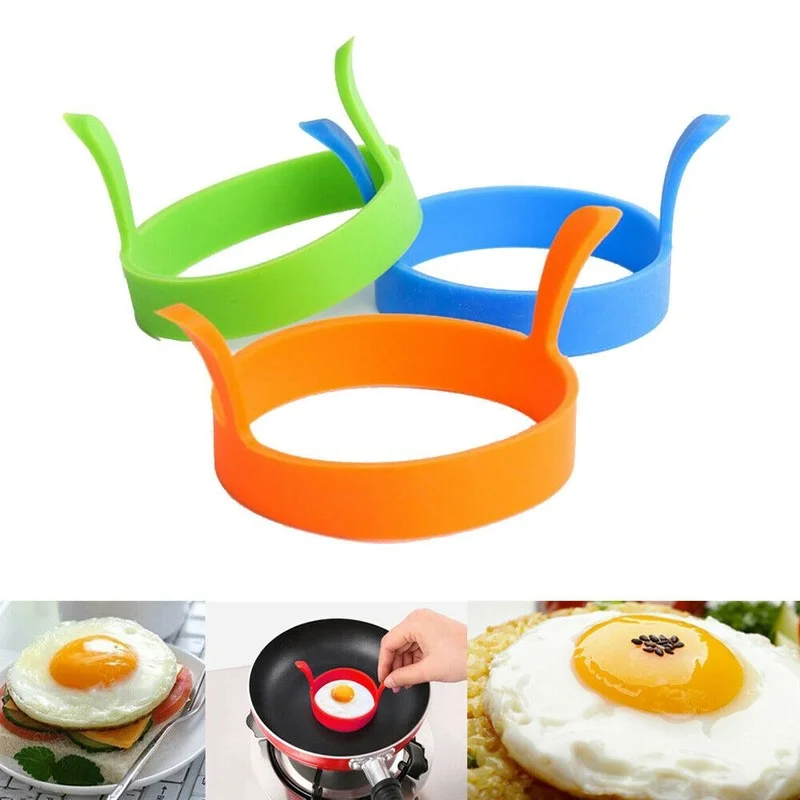 Round Silicone Breakfast Fried Egg Molds Creative Poacher Frier Pancake Ring Mould Tool Kitchen Accessiories Round Omelette 1PCS