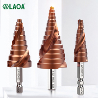 LAOA Pagoda Step Drill Bit 3-13mm 4-22mm 4-32mm HSS-CO M35 Hex Triangle Spiral Grooved Wood Metal Hole Cutter Drilling Tools Set