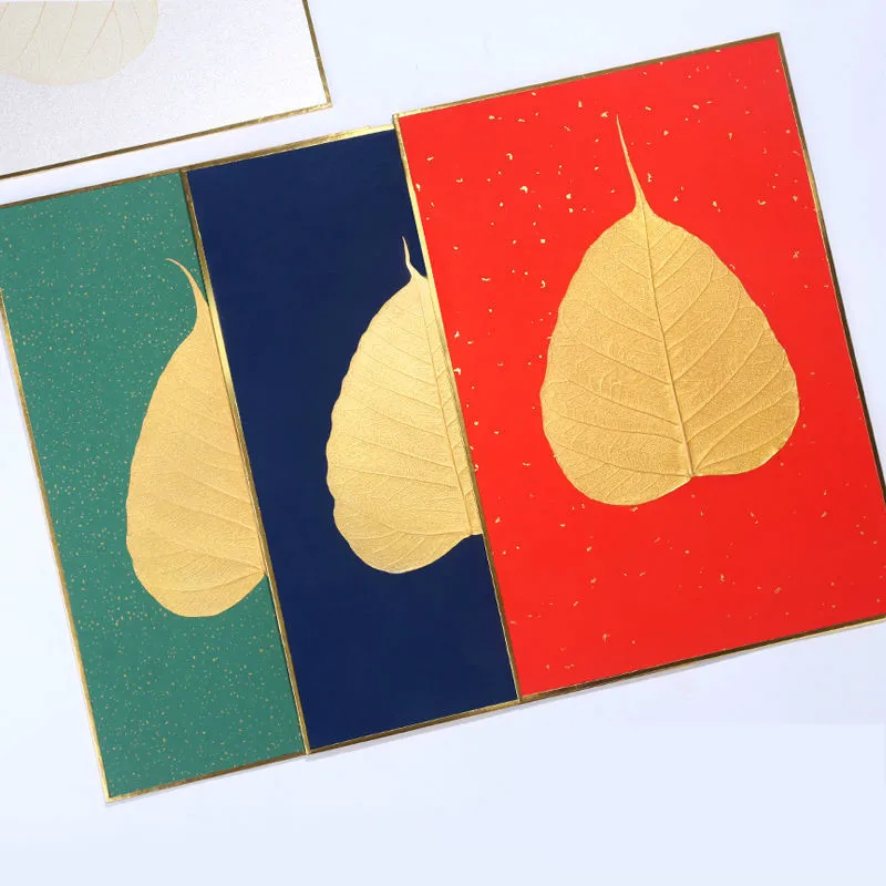 Natural Bodhi Leaf Xuan Paper Card Ripe Rice Paper Thicken Calligraphy Painting Paper Card Free Installation Carta Di Riso