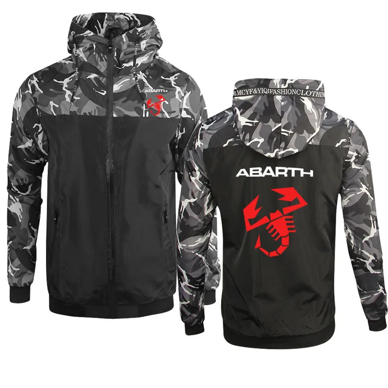 Spring Autumn new Men's Hoodies Abarth car logo printing Camouflage Sweatshirt Fashion Men's Zip Jacket hoodie clothing