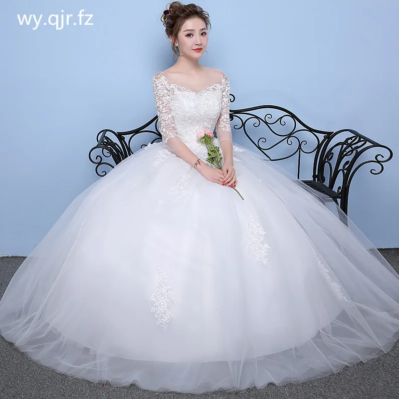 

PRXD-5001#Wedding Dress Wholesale Lace Up Embroidery Bride Marriage Dresses White Ball Gown Christmas Carnival O-Neck Plus Size