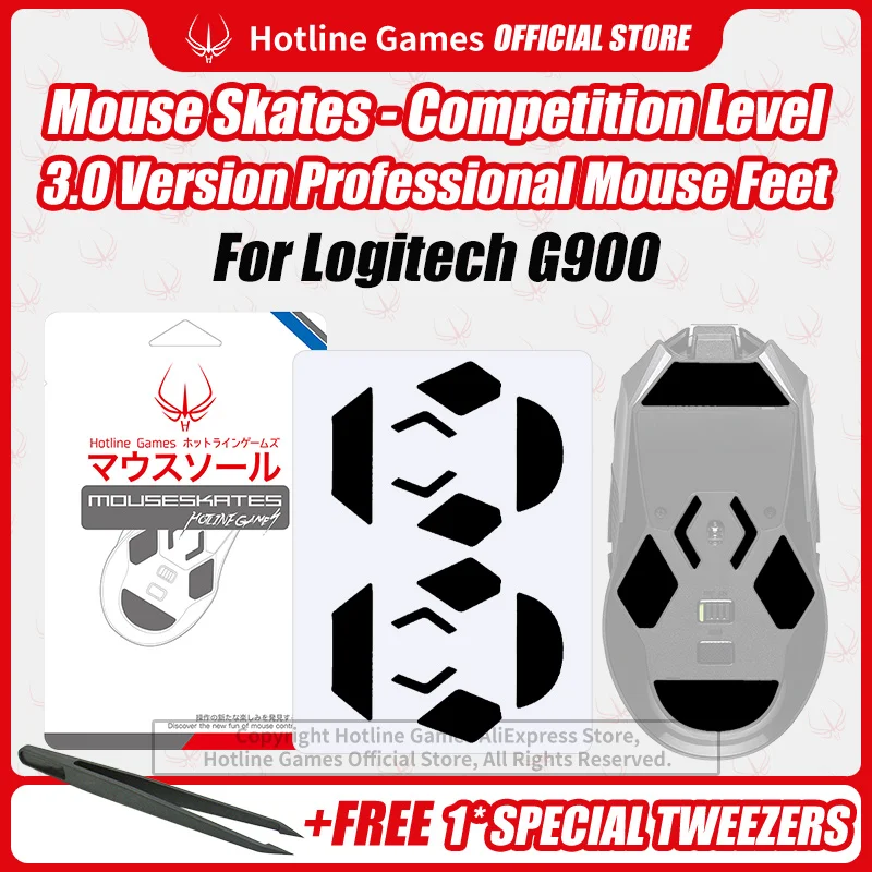 

2 Sets Hotline Games 3.0 Mouse Skates Mouse Feet Replacement for Logitech G900 Gaming Mouse,Smooth,Durable,Glide Feet Pads