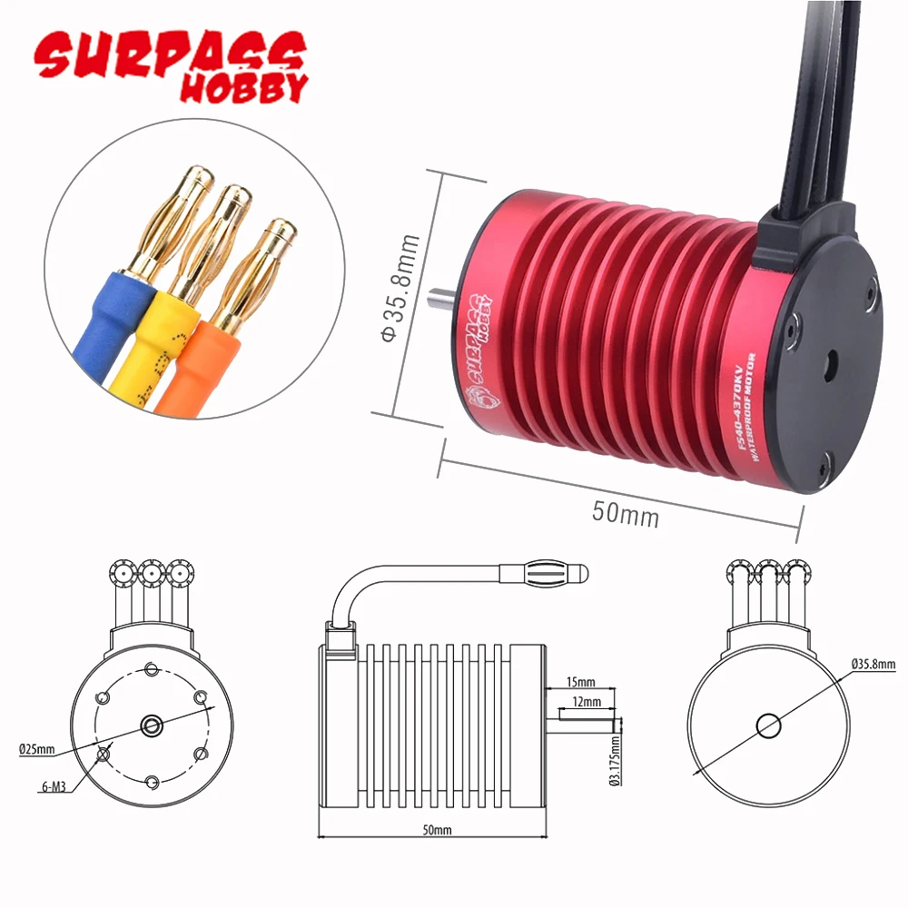 Surpass Hobby impermeabile F540 Combo 3000KV/4370KV motore Brushless con ESC Brushless 45A 2-3S per giocattolo Buggy fuoristrada 1/10 RC