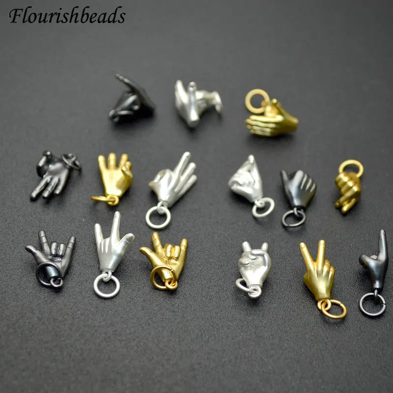 30pc Various Hand Gesture Shape Plated Matte Finish Beads Characteristic Jewelry Makings Bracelet Charms Necklace Pendant Choker