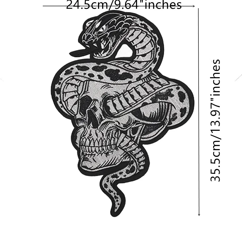 Serpente intorno al cranio toppe ferro sulle toppe per zaini Patch morte ricamate moto motociclisti Patch giacca decorativa Cl