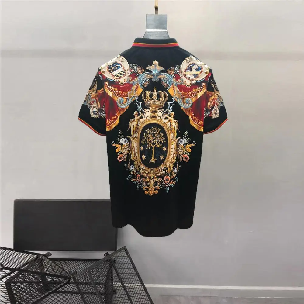 Europe Style High quality Men's retro print T-Shirts Hot fashion casual Tee Tops B634