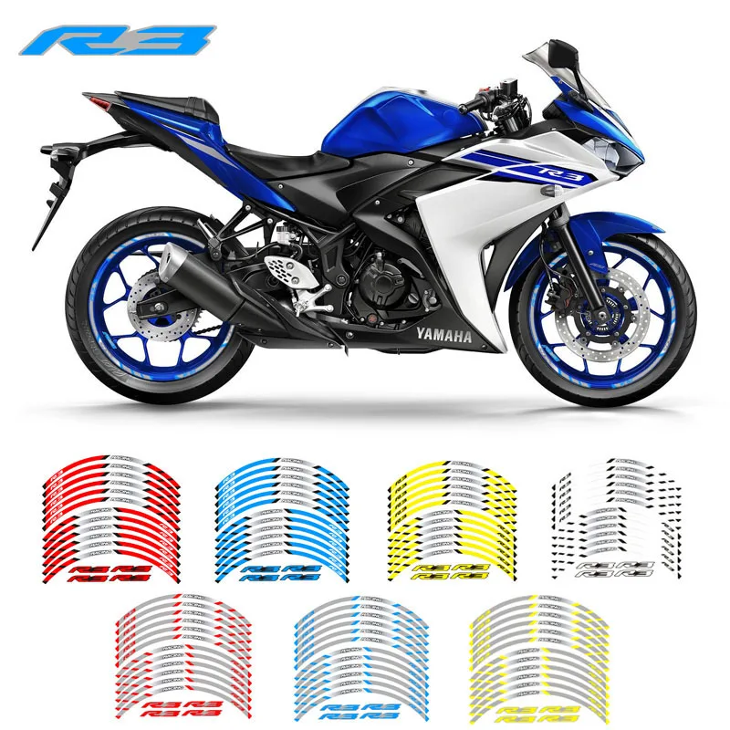 New high quality 12 Pcs Fit Motorcycle Wheel Sticker stripe Reflective  Rim For Yamaha YZF R3