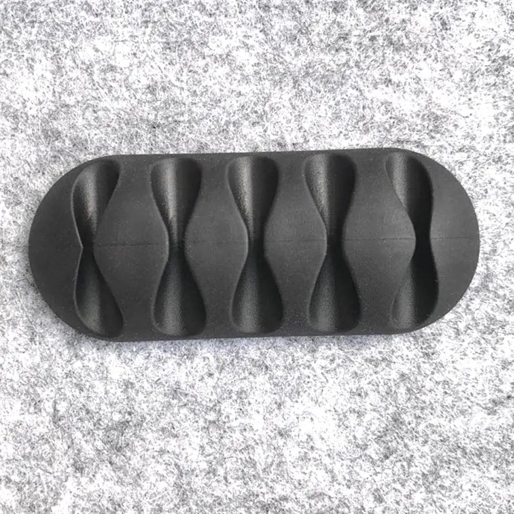 Organizador de cabo de silicone usb cabo dobadoura de cinco furos desktop tidy gestão clipes suporte de cabo para mouse fone de ouvido fio organizar