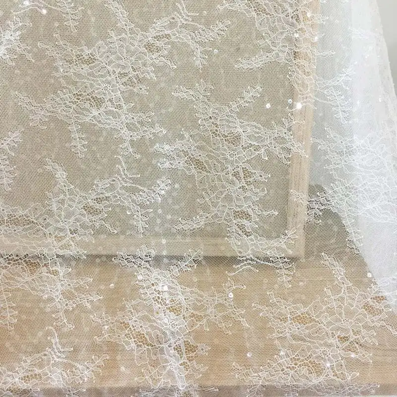 High-quality Transparent Sequin Lace Fabric DIY Veil Lace DIY Lace French Lace Fabric  Wedding Decoration