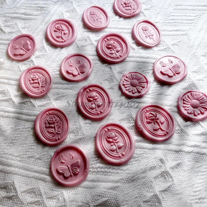 3D Emboss Rose Butterfly Wax Seal Stamp Metal Head DIY Scrapbooking Retro French Canadian Style Sealing Wedding Invitation Gift