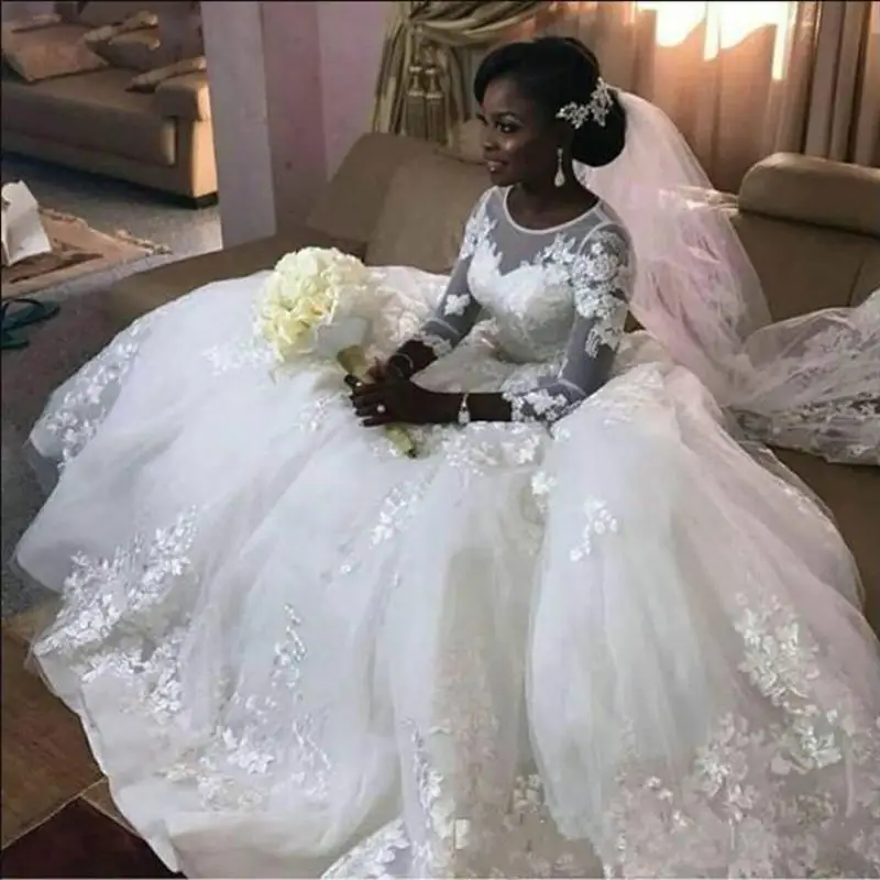 Robe de Mariée en Dentelle avec Traîne pour Femme, Tenue Éducative et Modeste